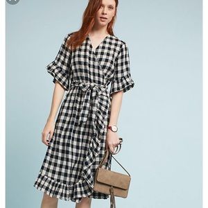 Anthropologie Gingham printed wrap dress